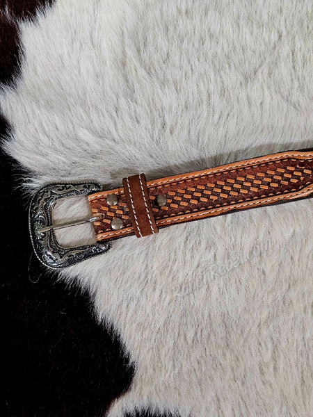 Tan Bootstitch Suede Belt #6843