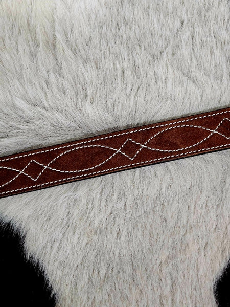 Tan Bootstitch Suede Belt #6843