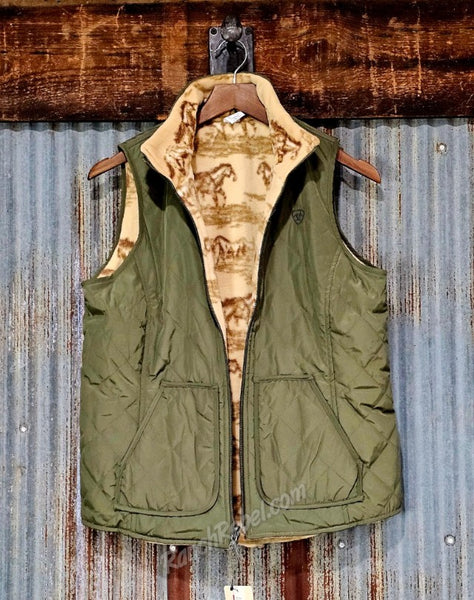 Ariat Dilon Reversible Vest in Ivy Green & Wild Horse Print #6890