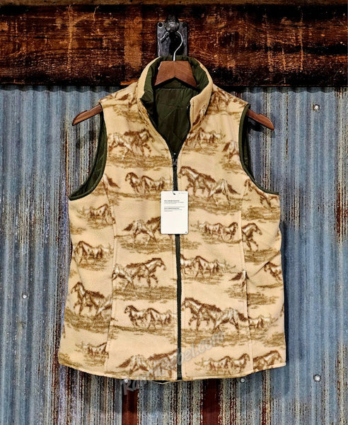 Ariat Dilon Reversible Vest in Ivy Green & Wild Horse Print #6890