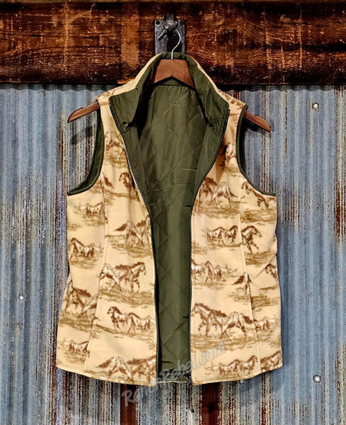 Ariat Dilon Reversible Vest in Ivy Green & Wild Horse Print #6890