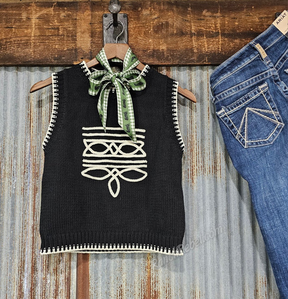 Black Bootstitch Sweater Vest #6832
