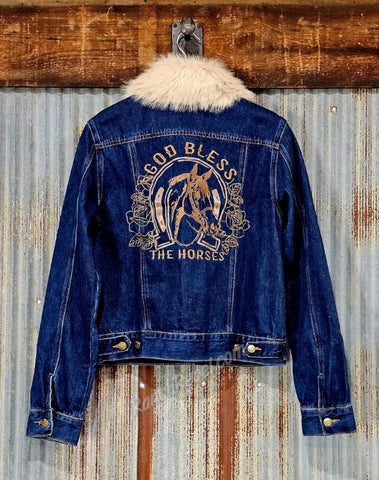 Rodeo Quincy God Bless The Horse Denim Jacket #6855