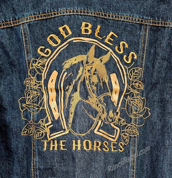 Rodeo Quincy God Bless The Horse Denim Jacket #6855