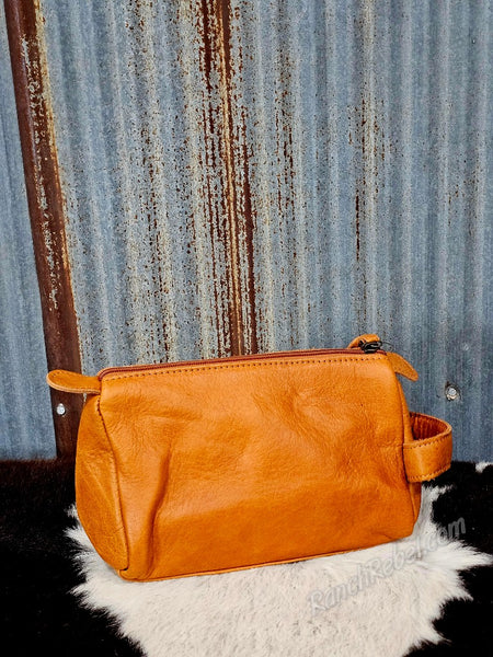 Leather  Bootstitch Cosmetic Bag #6870