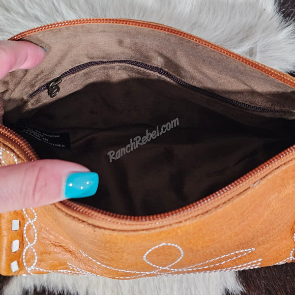 Leather  Bootstitch Cosmetic Bag #6870