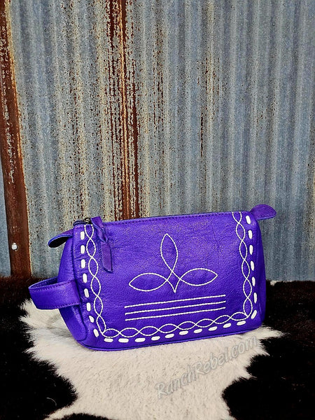 Leather  Bootstitch Cosmetic Bag #6870