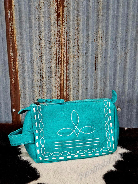 Leather  Bootstitch Cosmetic Bag #6870