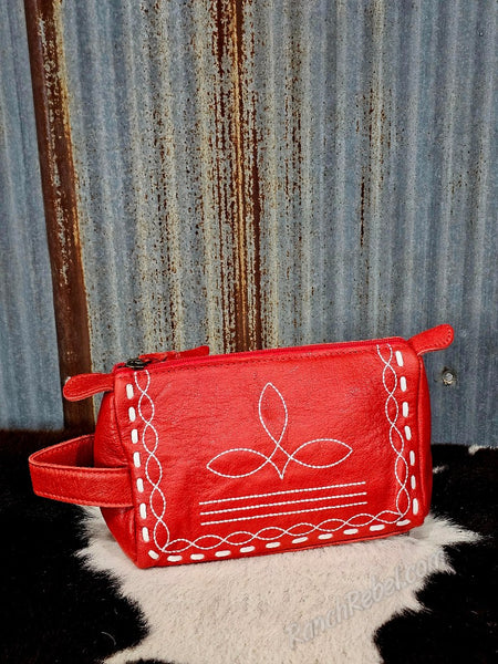 Leather  Bootstitch Cosmetic Bag #6870