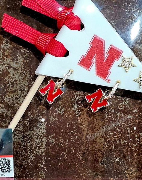 Nebraska Pennant Earring Set #6865