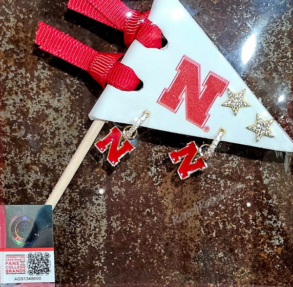 Nebraska Pennant Earring Set #6865