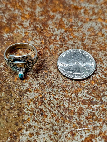 Sterling Silver & Turquoise Saddle Ring #6880