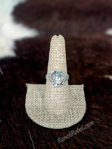 Sterling Silver & Turquoise Saddle Ring #6880