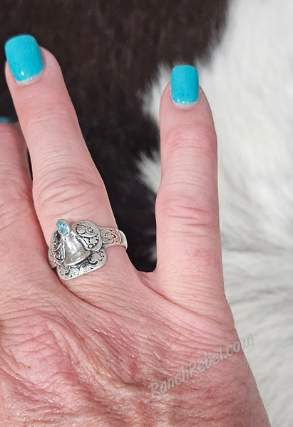 Sterling Silver & Turquoise Saddle Ring #6880