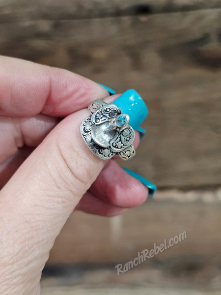 Sterling Silver & Turquoise Saddle Ring #6880