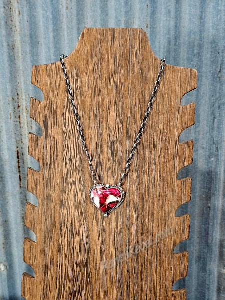 Rose Dahlia Heart Necklace #6869