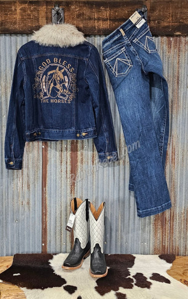 Rodeo Quincy God Bless The Horse Denim Jacket #6855