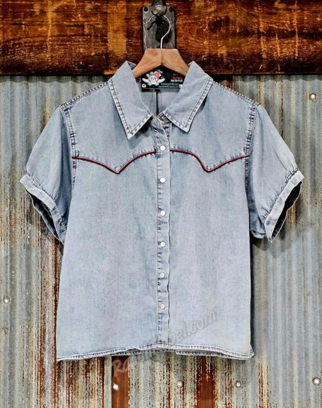 Red Ranch Denim Pearl Snap #6868