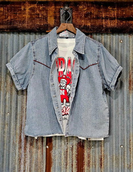 Red Ranch Denim Pearl Snap #6868