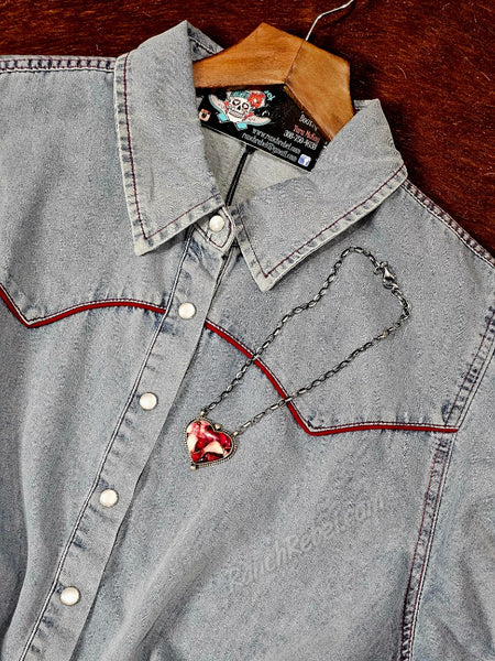 Red Ranch Denim Pearl Snap #6868