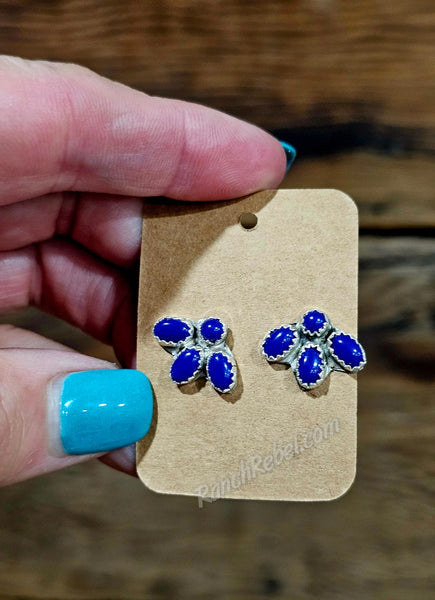 Blue Lapis Mini Cluster Earrings #6874