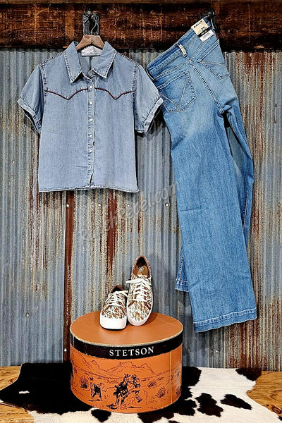 Red Ranch Denim Pearl Snap #6868