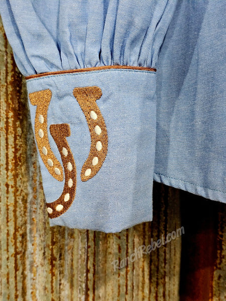Chambray Horseshoe Pearl Snap #6891