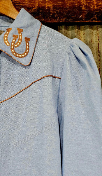 Chambray Horseshoe Pearl Snap #6891