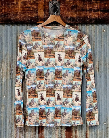 Old West Photo Mesh Top #6894