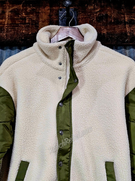 Ariat Sherpa Blocked Jacket in Parchment & Moss Green #6913