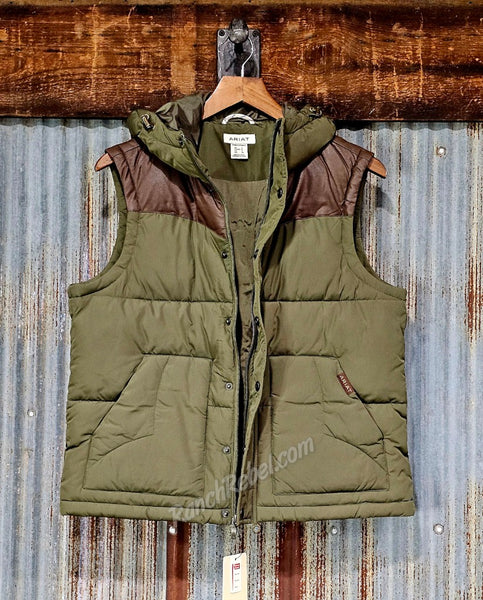Ariat Frontier Puffer Vest in Ivy Green & Chicory Coffee #6930