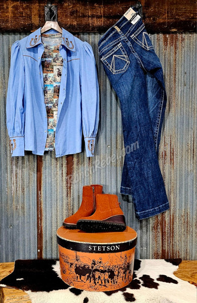 Chambray Horseshoe Pearl Snap #6891