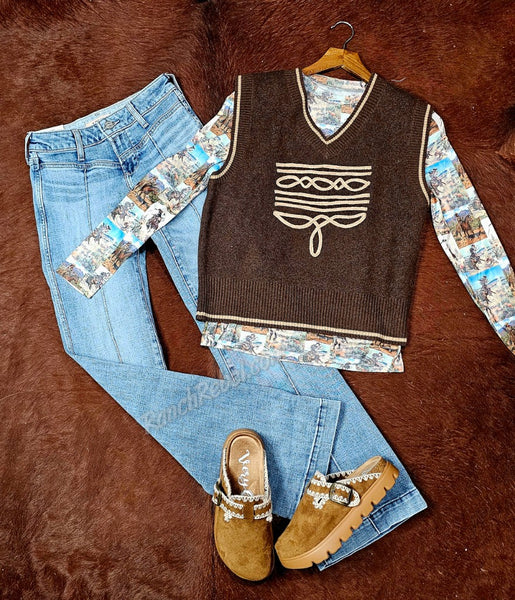 Old West Photo Mesh Top #6894