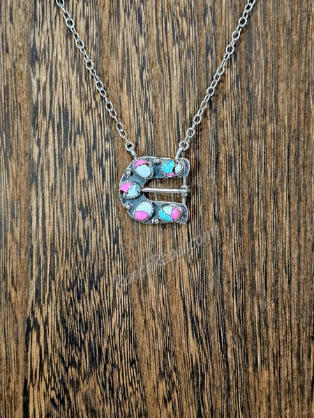 Cotton Candy Belt Buckle Necklace #6898