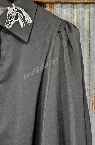 Black Embroidered Horse Button Up #6902