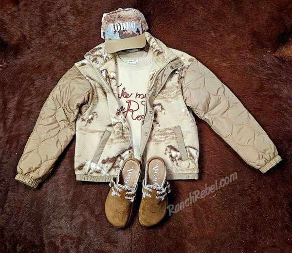 Ariat Sherpa Blocked Jacket in Wild Horses Print #6912