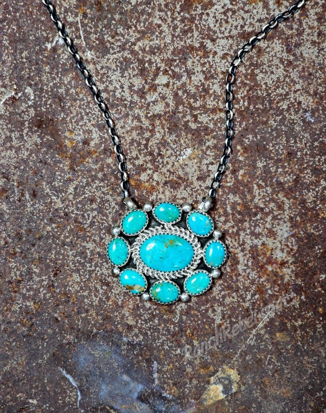 Turquoise Cluster Necklace #6224