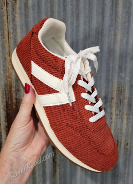 Joelle Corduroy Sneaker in Rust #6928