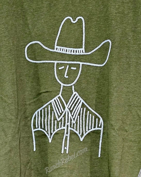 Olive Chainstitch Cowboy Tee #6945