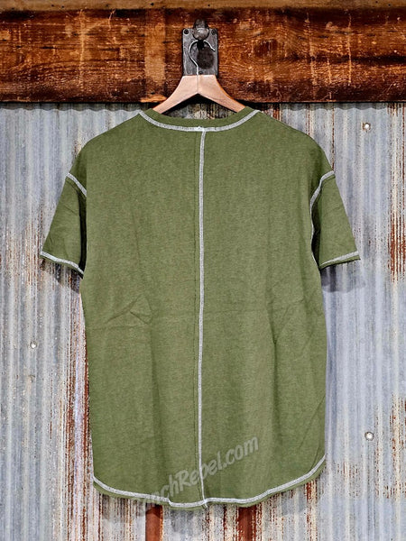 Olive Chainstitch Cowboy Tee #6945