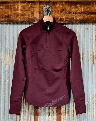 Ariat Gridwork 2.0 1/4 Zip Baselayer in Chocolate Plum #6952