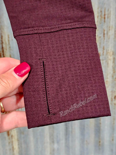 Ariat Gridwork 2.0 1/4 Zip Baselayer in Chocolate Plum #6952