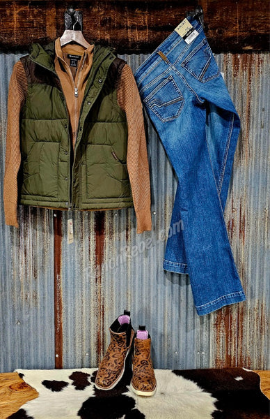 Ariat Frontier Puffer Vest in Ivy Green & Chicory Coffee #6930
