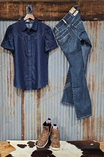 Ranch Girl Dark Denim Pearl Snap #6932