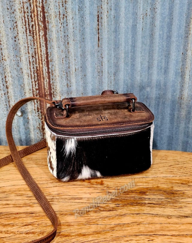 STS Ranch Cowhide Petite Train Case Crossbody #6948