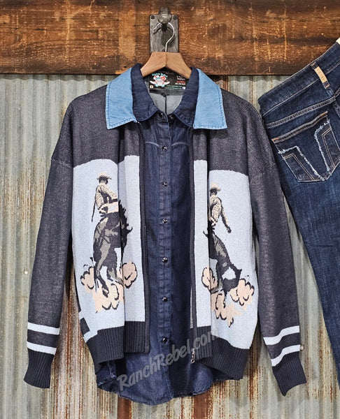 Bustin' Broncs Zip Up Sweater #6937