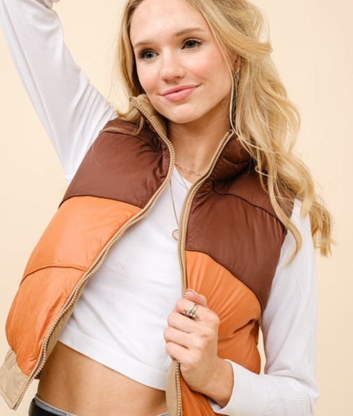 Reversible Cropped Puffer Vest #5788