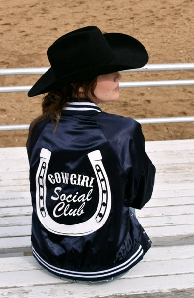 Navy Cowgirl Social Club Bomber Jacket #5870