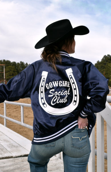 Navy Cowgirl Social Club Bomber Jacket #5870