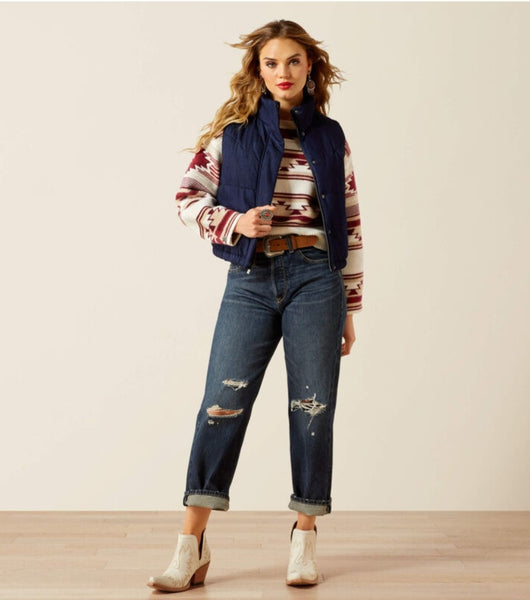 Ariat Western Swirls Dark Denim Vest #6290